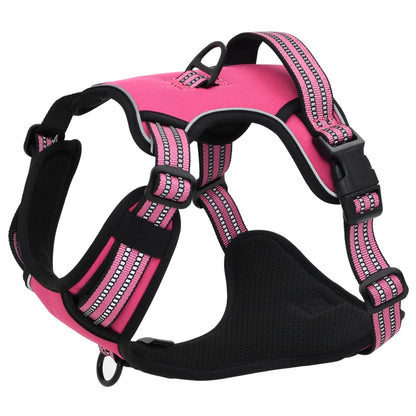 Dog Harness with Reflective Stripes Adjustable Pink XL