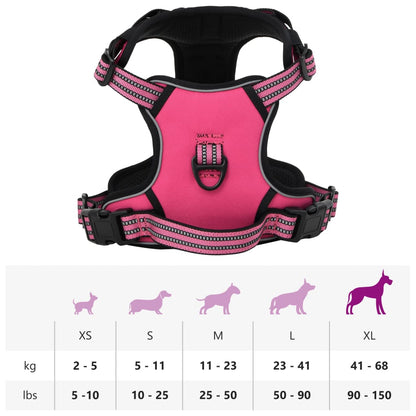 Dog Harness with Reflective Stripes Adjustable Pink XL