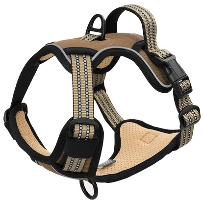 Dog Harness with Lead & Collar Adjustable Brown S