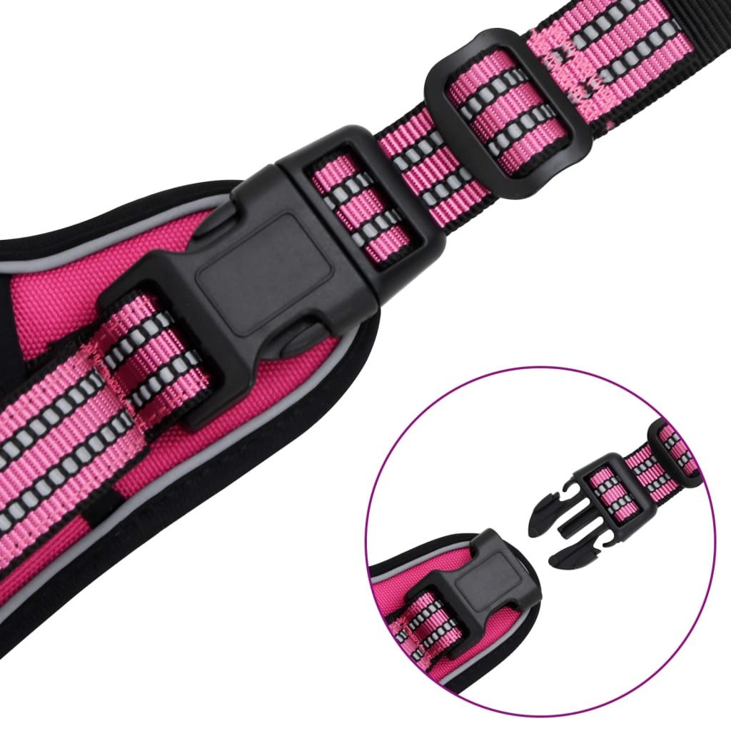 Dog Harness with Lead & Collar Adjustable Pink S