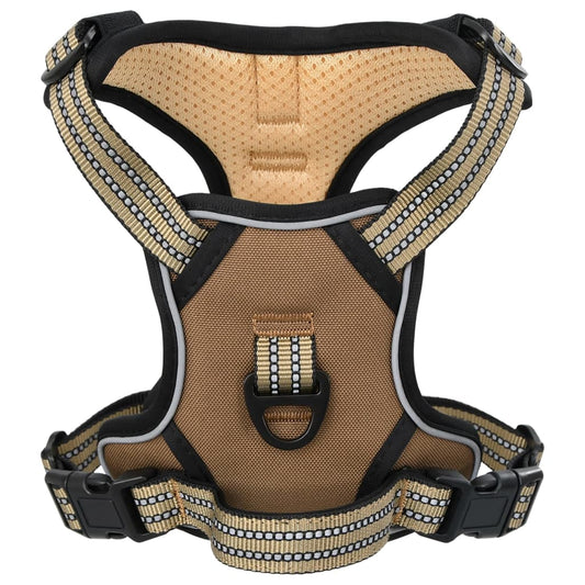 Dog Harness with Lead & Collar Adjustable Brown L