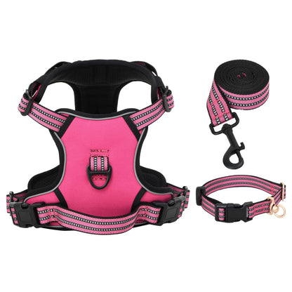 Dog Harness with Lead & Collar Adjustable Pink XL