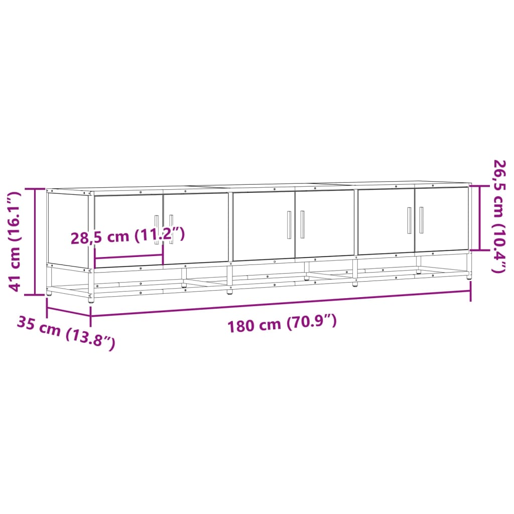 TV Cabinet Black 180x35x41 cm Engineered Wood