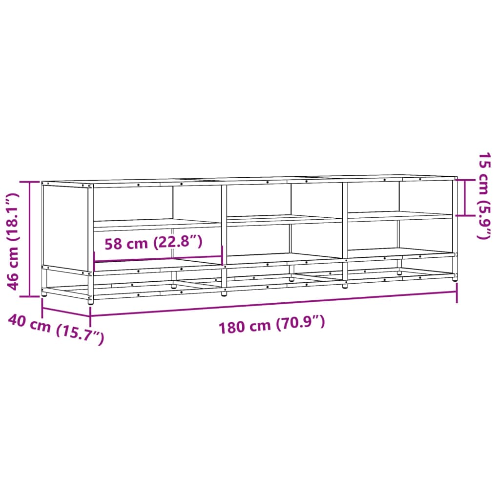 TV Cabinet Black 180x40x46 cm Engineered Wood