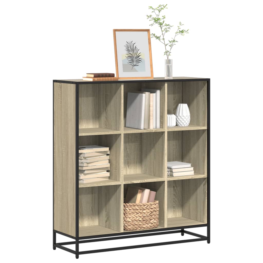 Bookcase Sonoma Oak 97.5x33x107.5 cm Engineered Wood and Metal