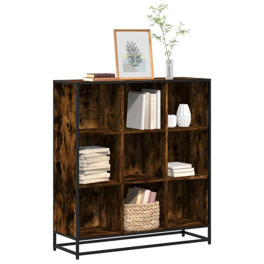 Bookcase Smoked Oak 97.5x33x107.5 cm Engineered Wood and Metal