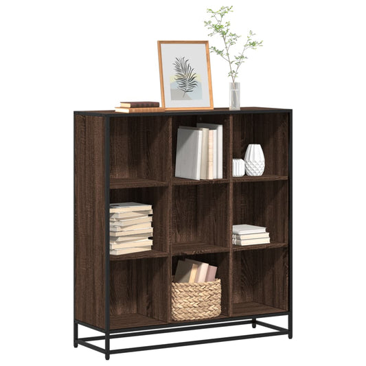 Bookcase Brown Oak 97.5x33x107.5 cm Engineered Wood and Metal