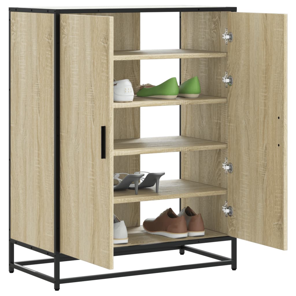 Shoe Cabinet Sonoma Oak 75x38x97.5 cm Engineered Wood and Metal