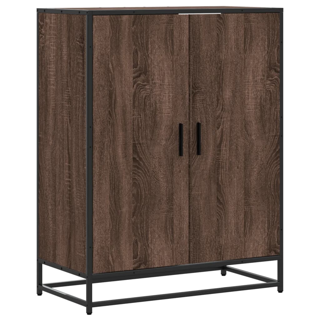 Shoe Cabinet Brown Oak 75x38x97.5 cm Engineered Wood and Metal