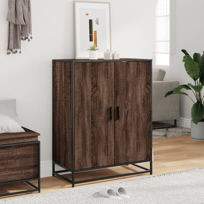 Shoe Cabinet Brown Oak 75x38x97.5 cm Engineered Wood and Metal