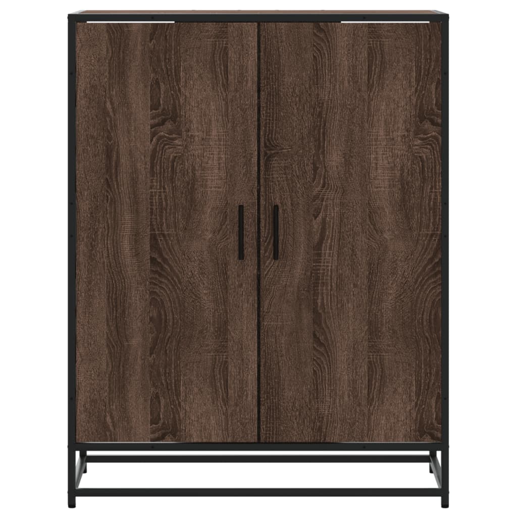 Shoe Cabinet Brown Oak 75x38x97.5 cm Engineered Wood and Metal