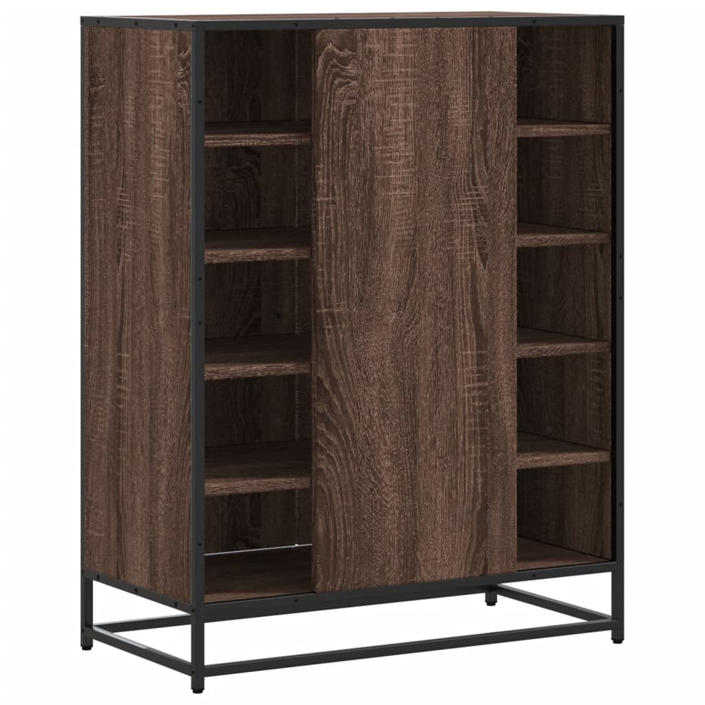 Shoe Cabinet Brown Oak 75x38x97.5 cm Engineered Wood and Metal