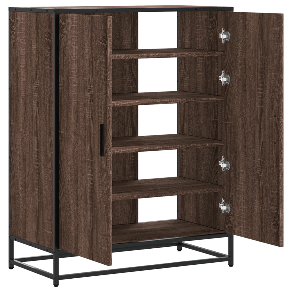 Shoe Cabinet Brown Oak 75x38x97.5 cm Engineered Wood and Metal