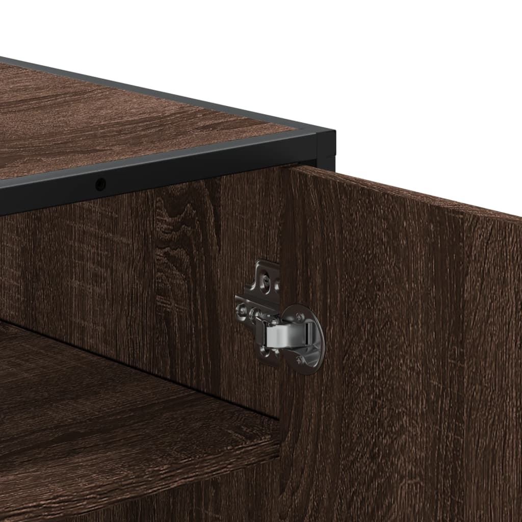 Shoe Cabinet Brown Oak 75x38x97.5 cm Engineered Wood and Metal