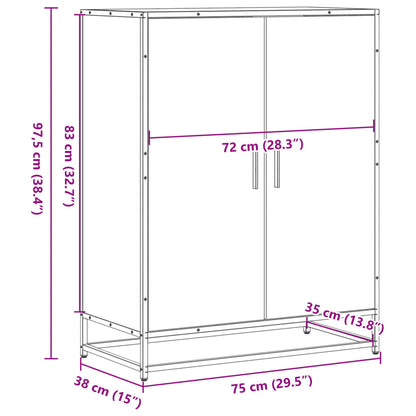 Shoe Cabinet Brown Oak 75x38x97.5 cm Engineered Wood and Metal