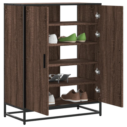 Shoe Cabinet Brown Oak 75x38x97.5 cm Engineered Wood and Metal