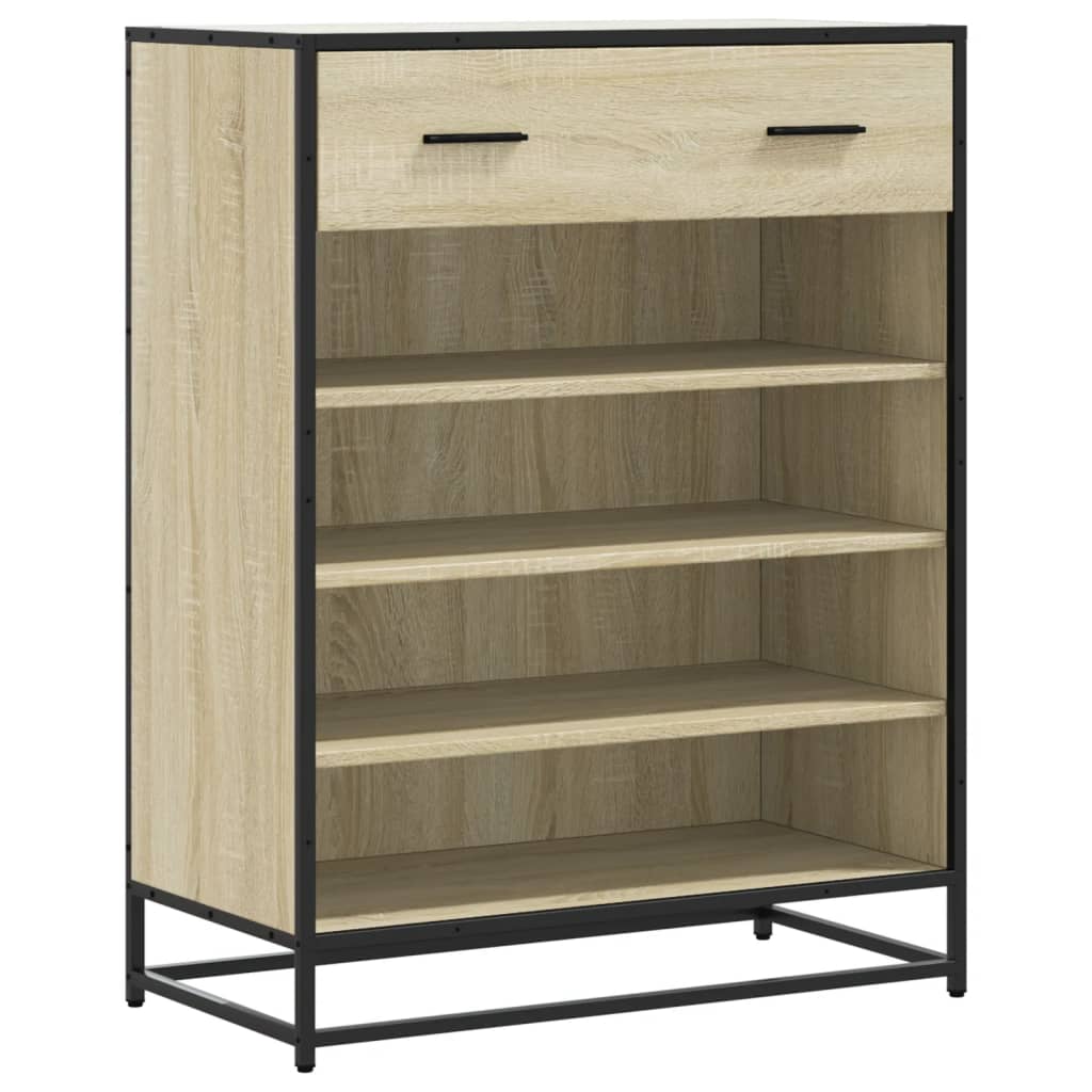 Shoe Cabinet Sonoma Oak 75x38x97.5 cm Engineered Wood and Metal