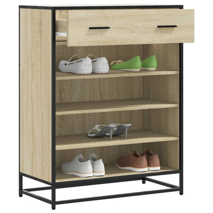 Shoe Cabinet Sonoma Oak 75x38x97.5 cm Engineered Wood and Metal