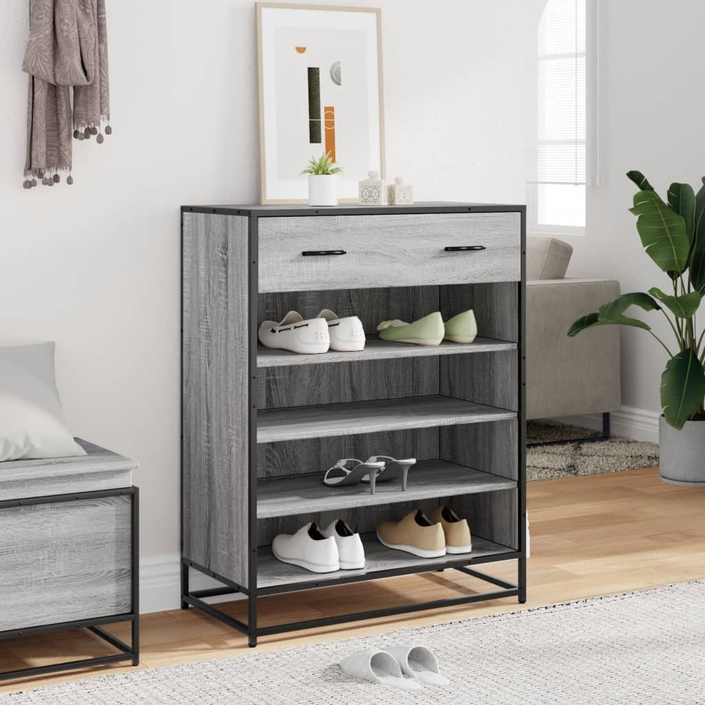 Shoe Cabinet Grey Sonoma 75x38x97.5 cm Engineered Wood and Metal