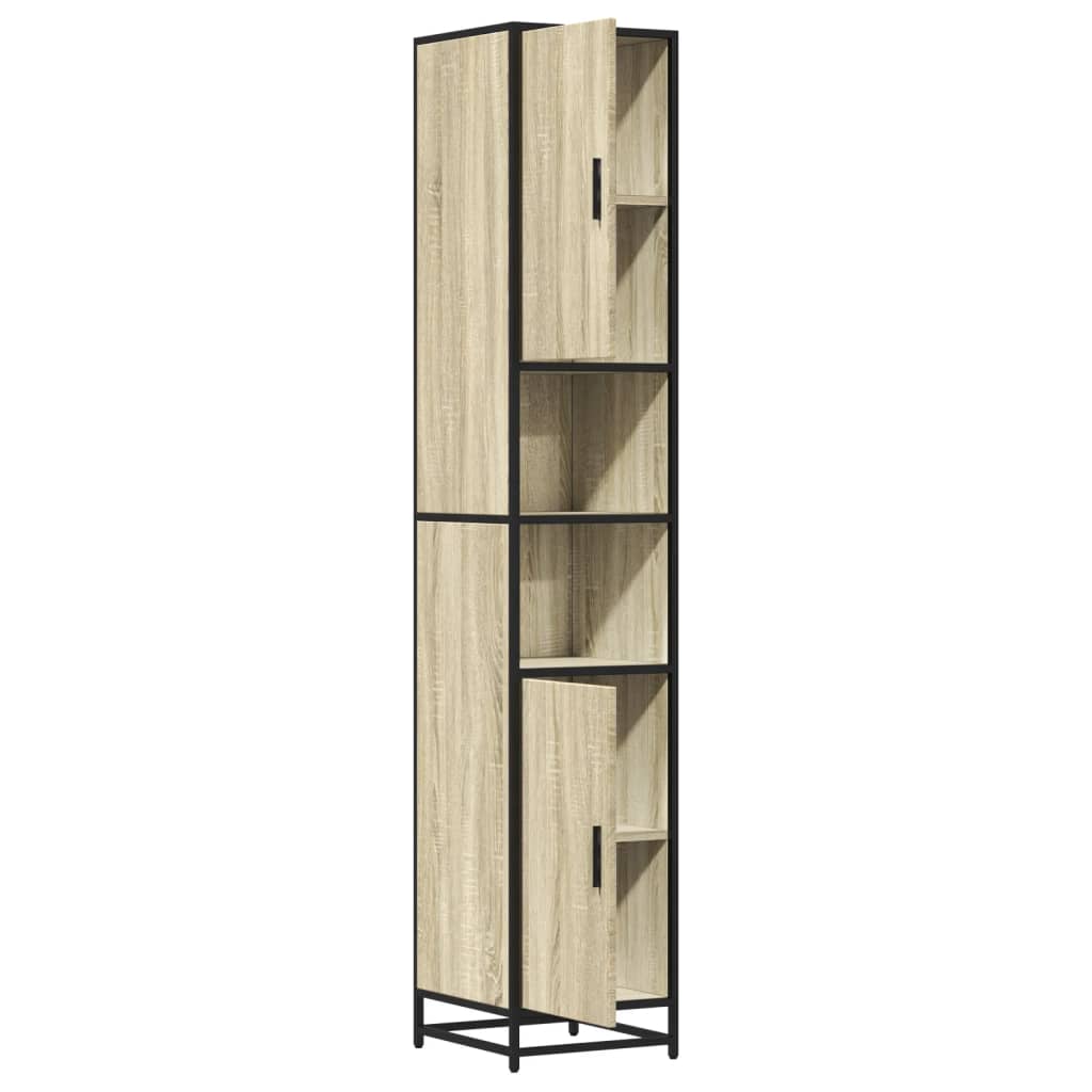 Bathroom Cabinet Sonoma Oak 35x37.5x188.5 cm Engineered Wood and Metal