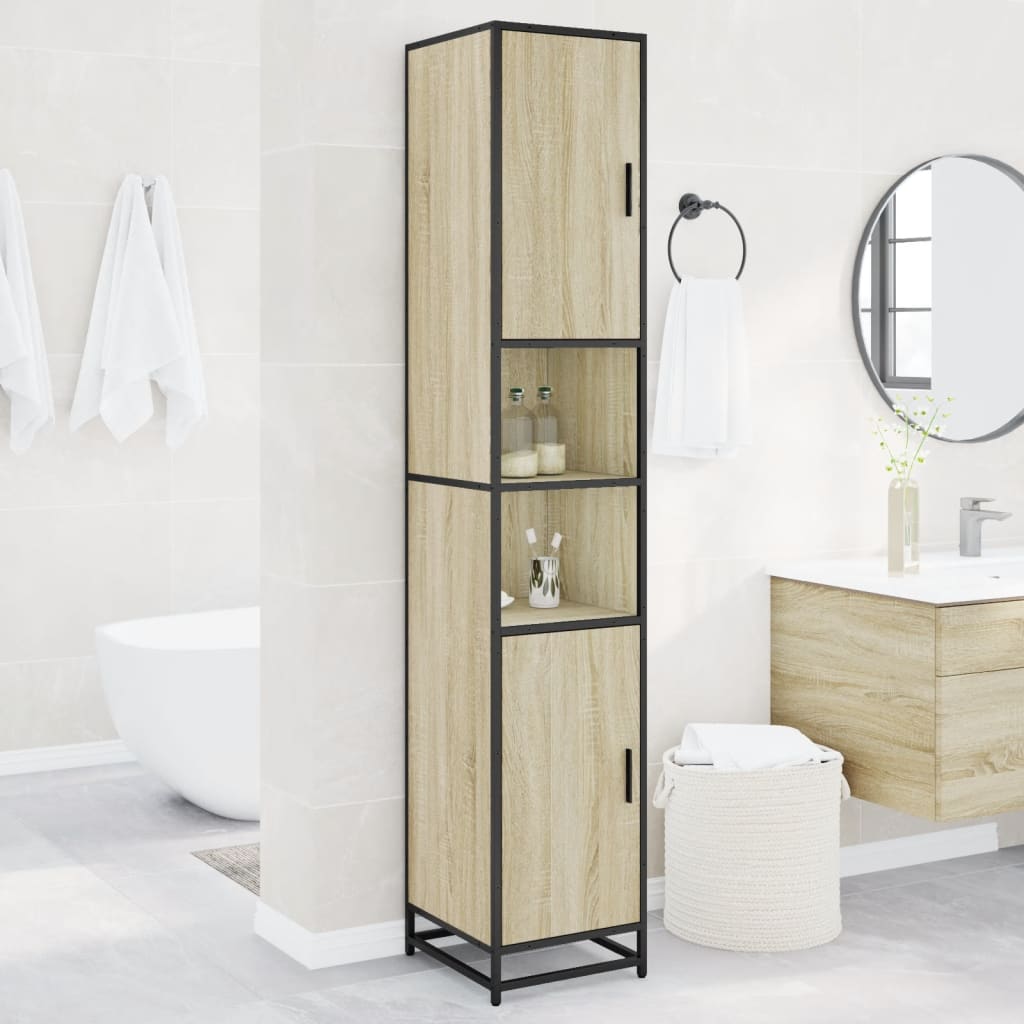 Bathroom Cabinet Sonoma Oak 35x37.5x188.5 cm Engineered Wood and Metal