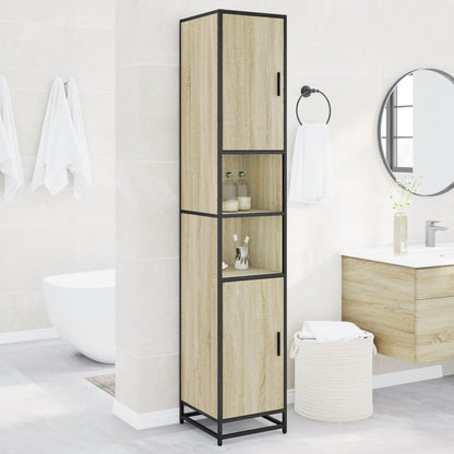 Bathroom Cabinet Sonoma Oak 35x37.5x188.5 cm Engineered Wood and Metal