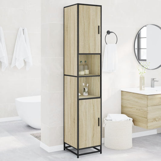 Bathroom Cabinet Sonoma Oak 35x37.5x188.5 cm Engineered Wood and Metal