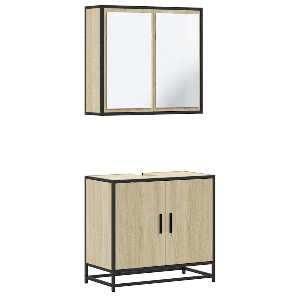 2 Piece Bathroom Furniture Set Sonoma Oak Engineered Wood