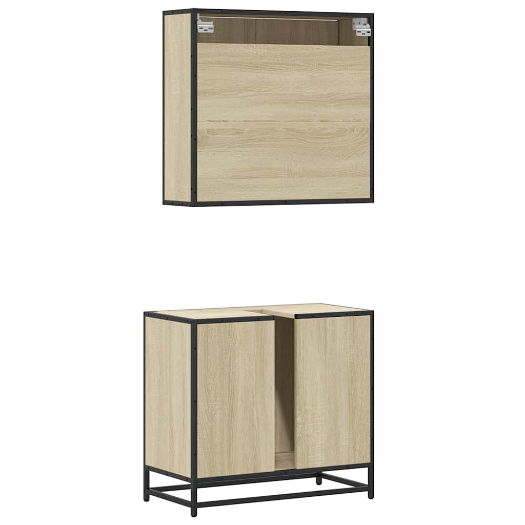 2 Piece Bathroom Furniture Set Sonoma Oak Engineered Wood