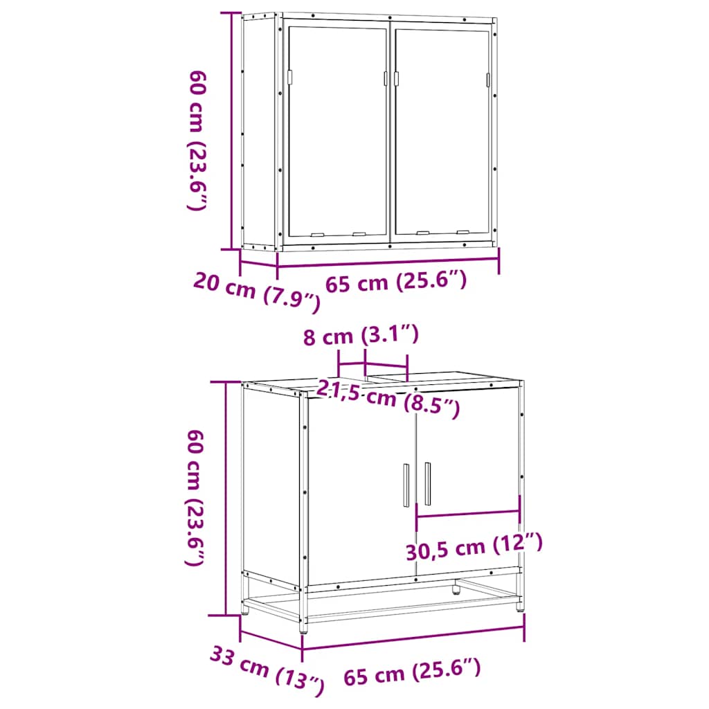 2 Piece Bathroom Furniture Set Sonoma Oak Engineered Wood