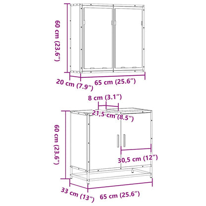 2 Piece Bathroom Furniture Set Smoked Oak Engineered Wood