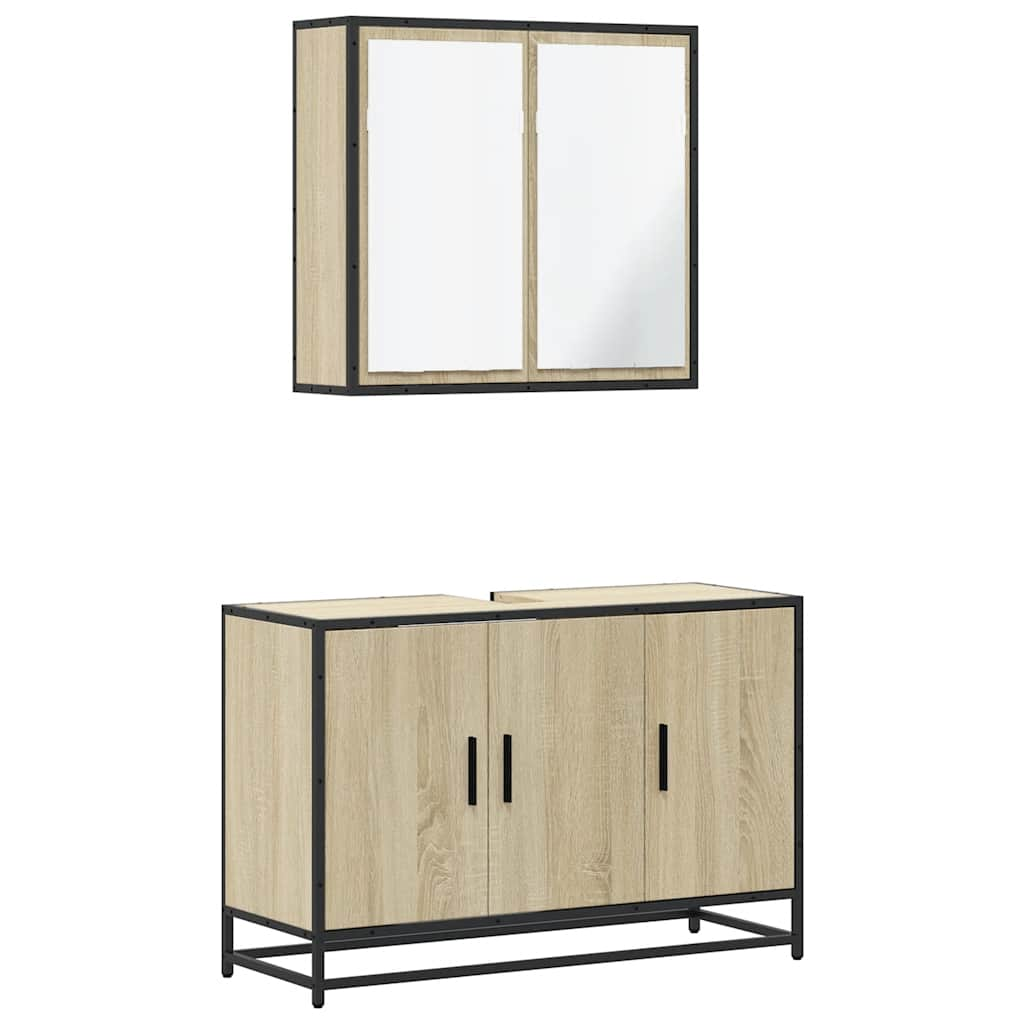 2 Piece Bathroom Furniture Set Sonoma Oak Engineered Wood