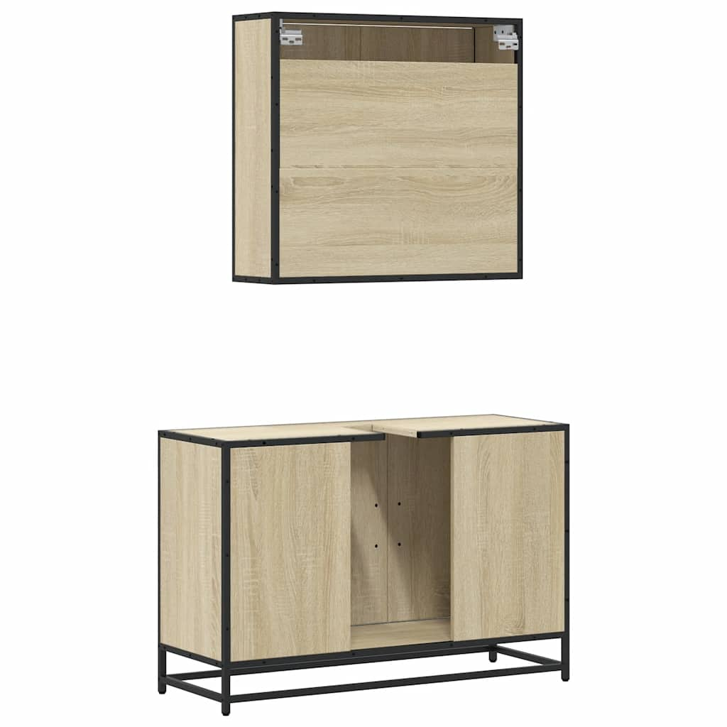 2 Piece Bathroom Furniture Set Sonoma Oak Engineered Wood