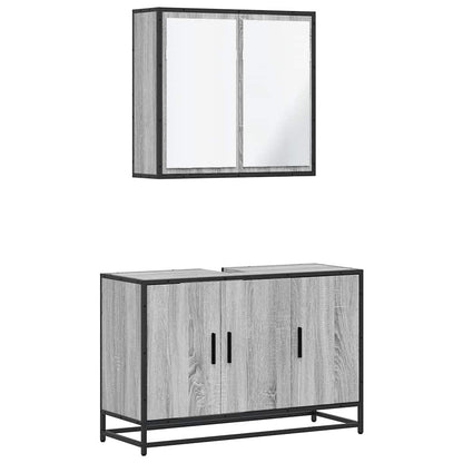 2 Piece Bathroom Furniture Set Grey Sonoma Engineered Wood