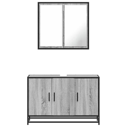 2 Piece Bathroom Furniture Set Grey Sonoma Engineered Wood