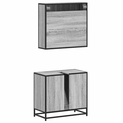 2 Piece Bathroom Furniture Set Grey Sonoma Engineered Wood