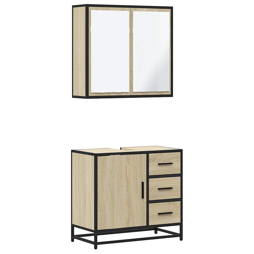 2 Piece Bathroom Furniture Set Sonoma Oak Engineered Wood