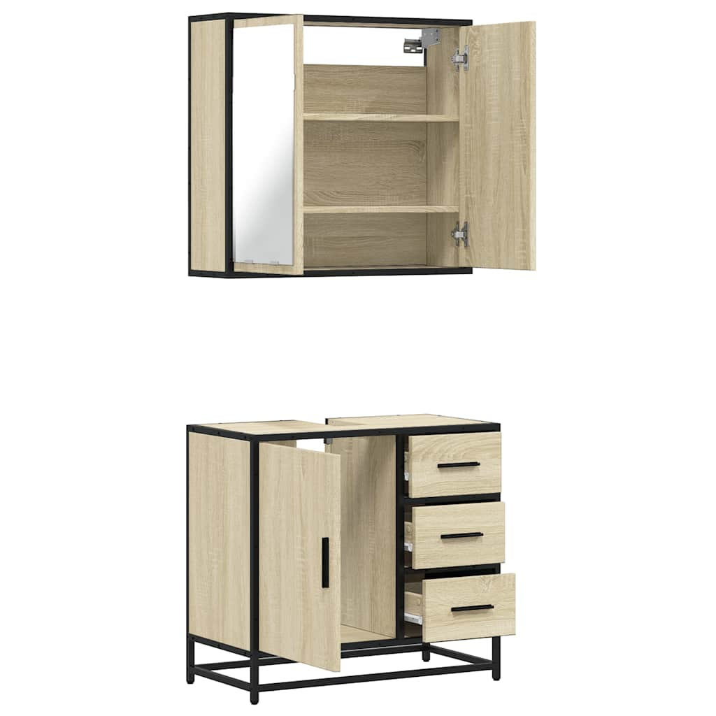 2 Piece Bathroom Furniture Set Sonoma Oak Engineered Wood