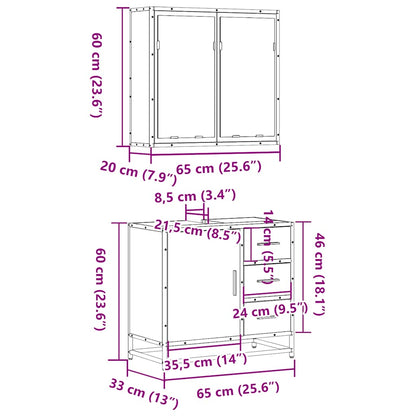 2 Piece Bathroom Furniture Set Sonoma Oak Engineered Wood