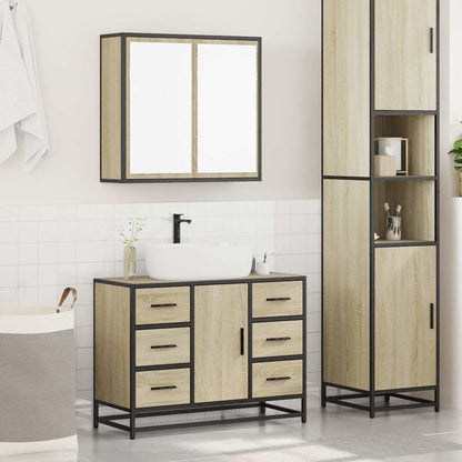 2 Piece Bathroom Furniture Set Sonoma Oak Engineered Wood