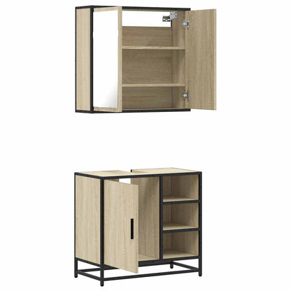 2 Piece Bathroom Furniture Set Sonoma Oak Engineered Wood