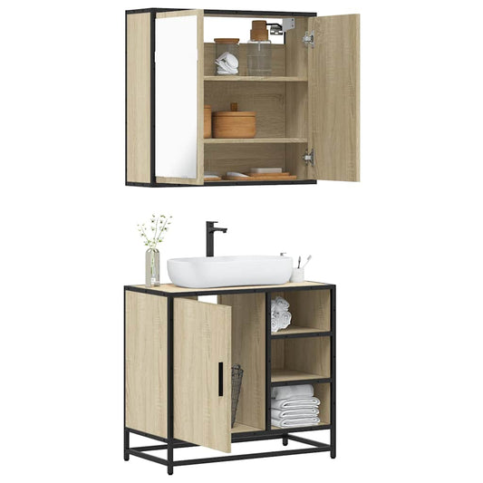 2 Piece Bathroom Furniture Set Sonoma Oak Engineered Wood