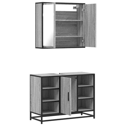 2 Piece Bathroom Furniture Set Grey Sonoma Engineered Wood