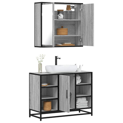 2 Piece Bathroom Furniture Set Grey Sonoma Engineered Wood