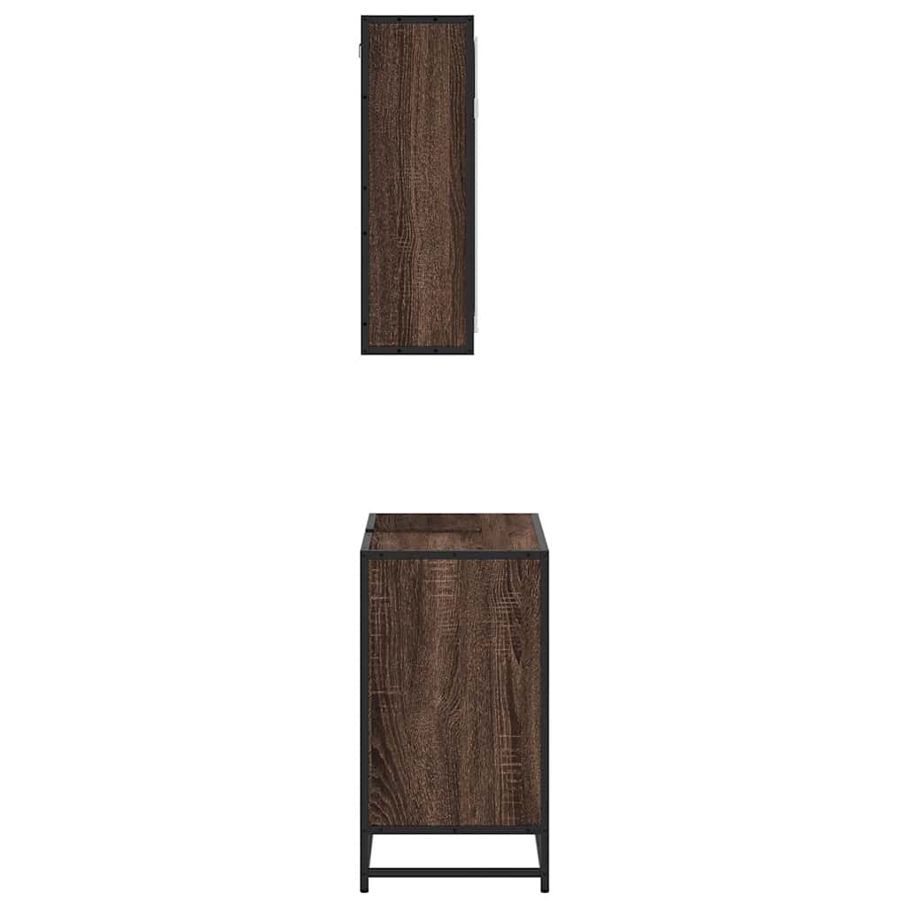 2 Piece Bathroom Furniture Set Brown Oak Engineered Wood