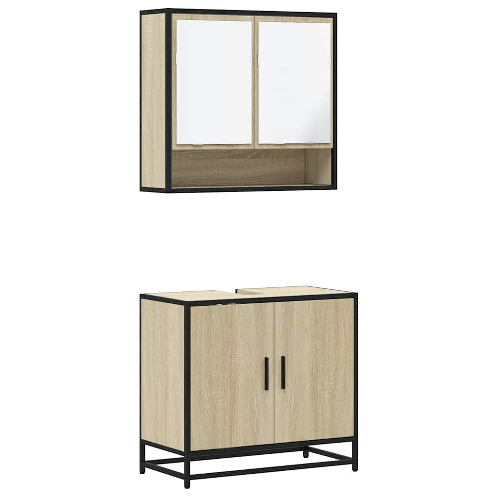 2 Piece Bathroom Furniture Set Sonoma Oak Engineered Wood