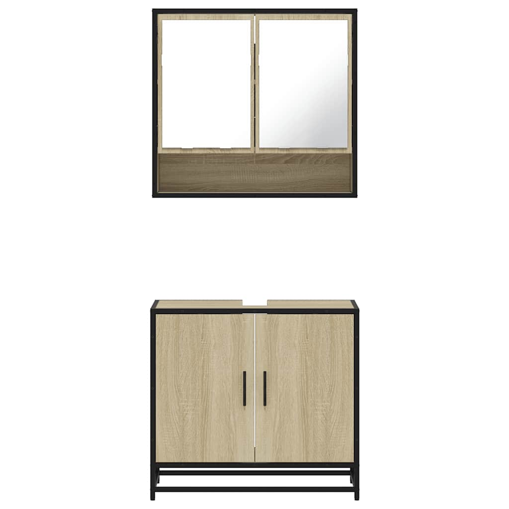 2 Piece Bathroom Furniture Set Sonoma Oak Engineered Wood