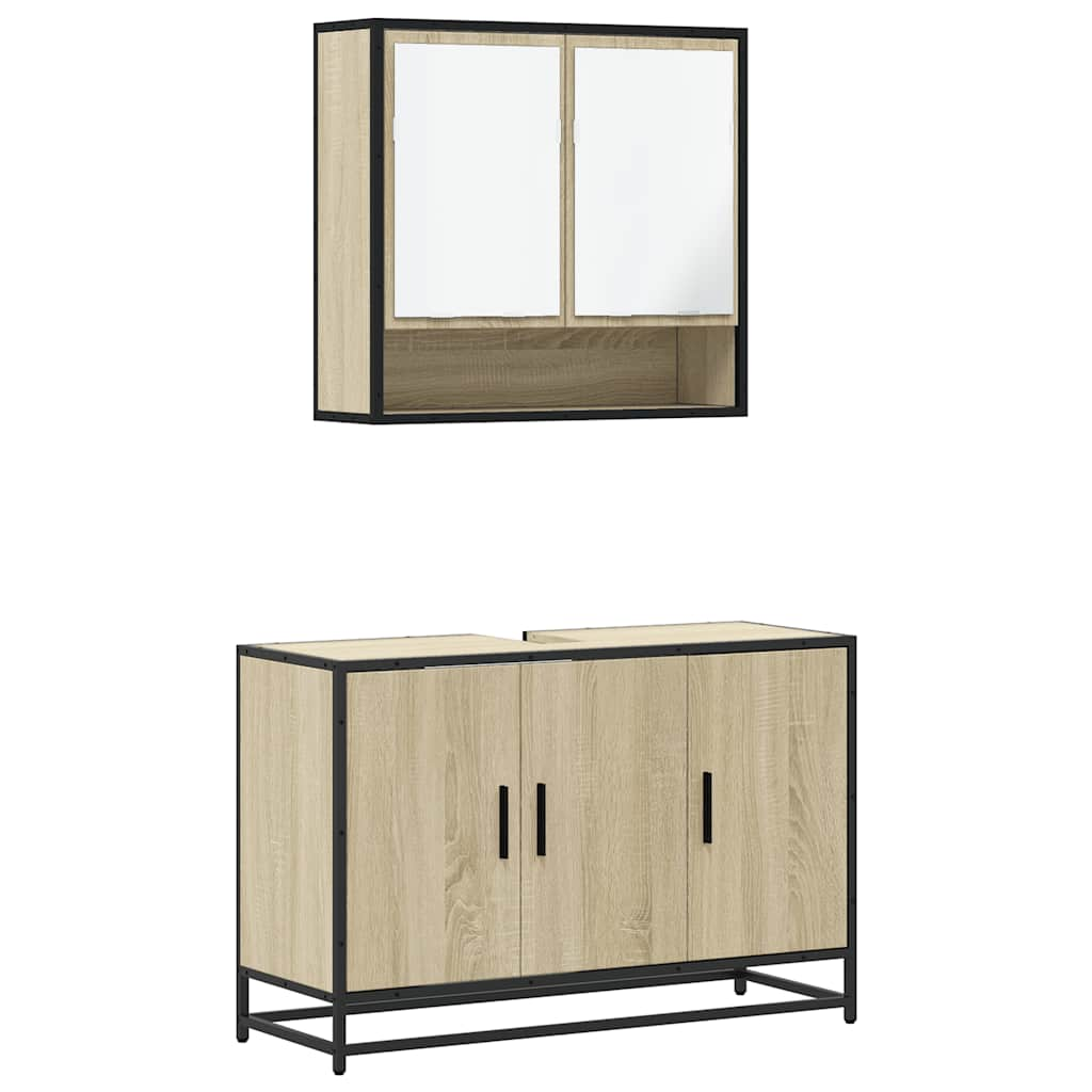 2 Piece Bathroom Furniture Set Sonoma Oak Engineered Wood