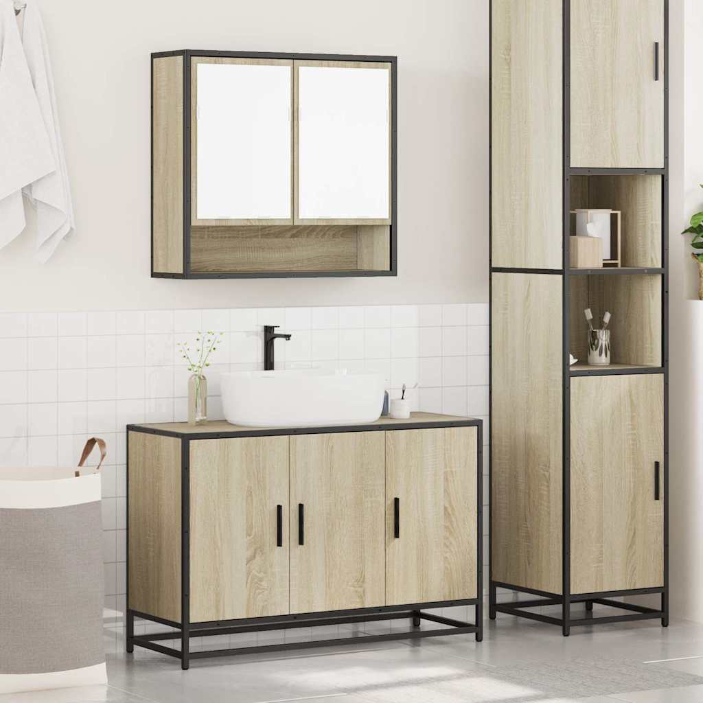 2 Piece Bathroom Furniture Set Sonoma Oak Engineered Wood