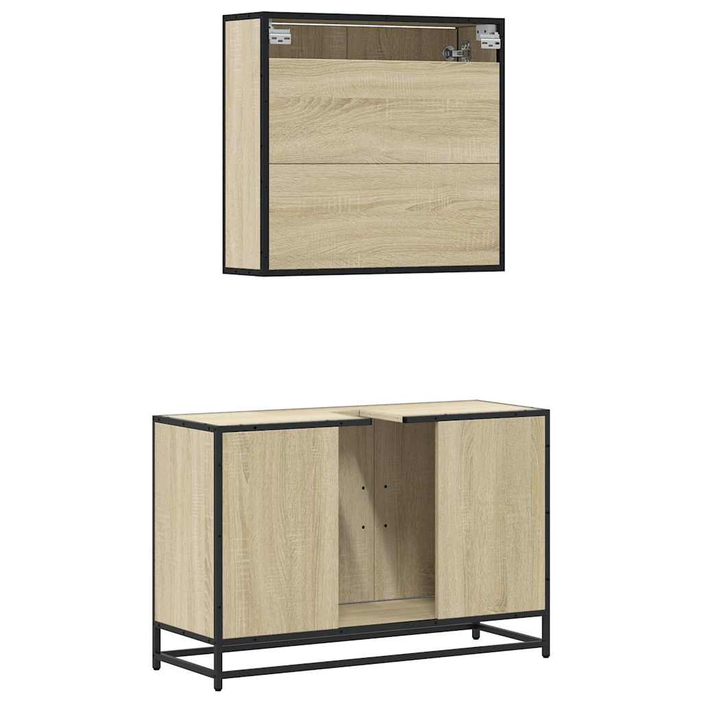 2 Piece Bathroom Furniture Set Sonoma Oak Engineered Wood